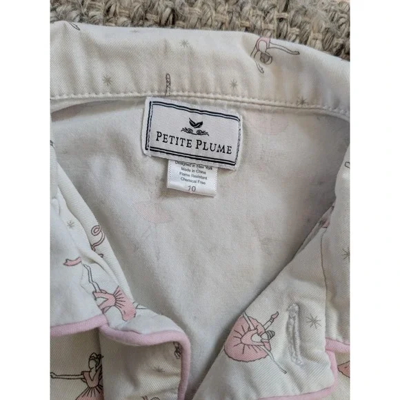 Petite Plume Classic Pajamas Set Flannel Button Down Ballerina Girls 10 - Picture 3 of 10